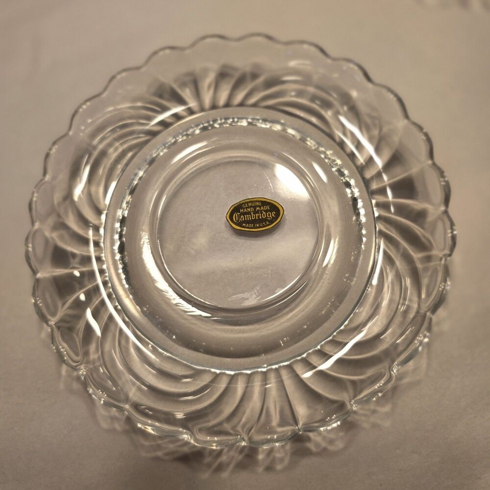 Six Cambridge Caprice Pattern Clear Glass Small Plates